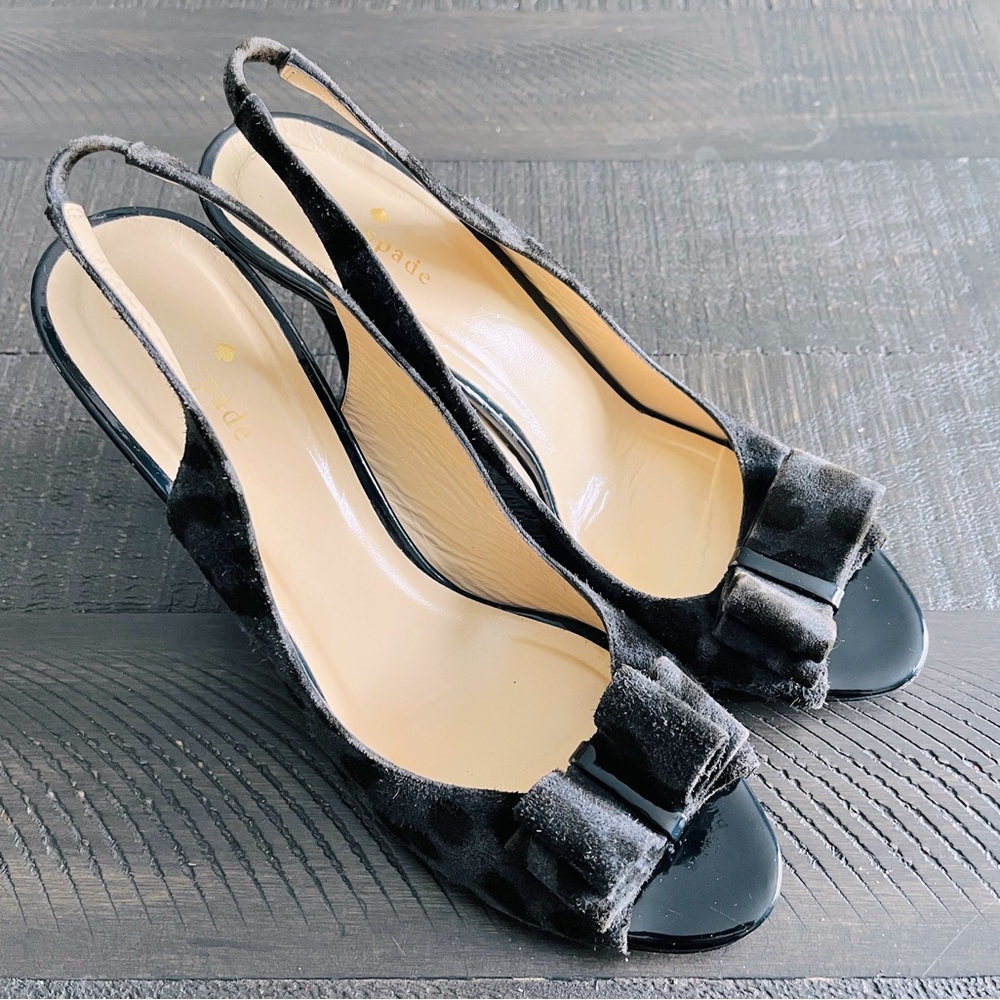 Kate Spade Animal Print Bow Slingback Pumps Size 10